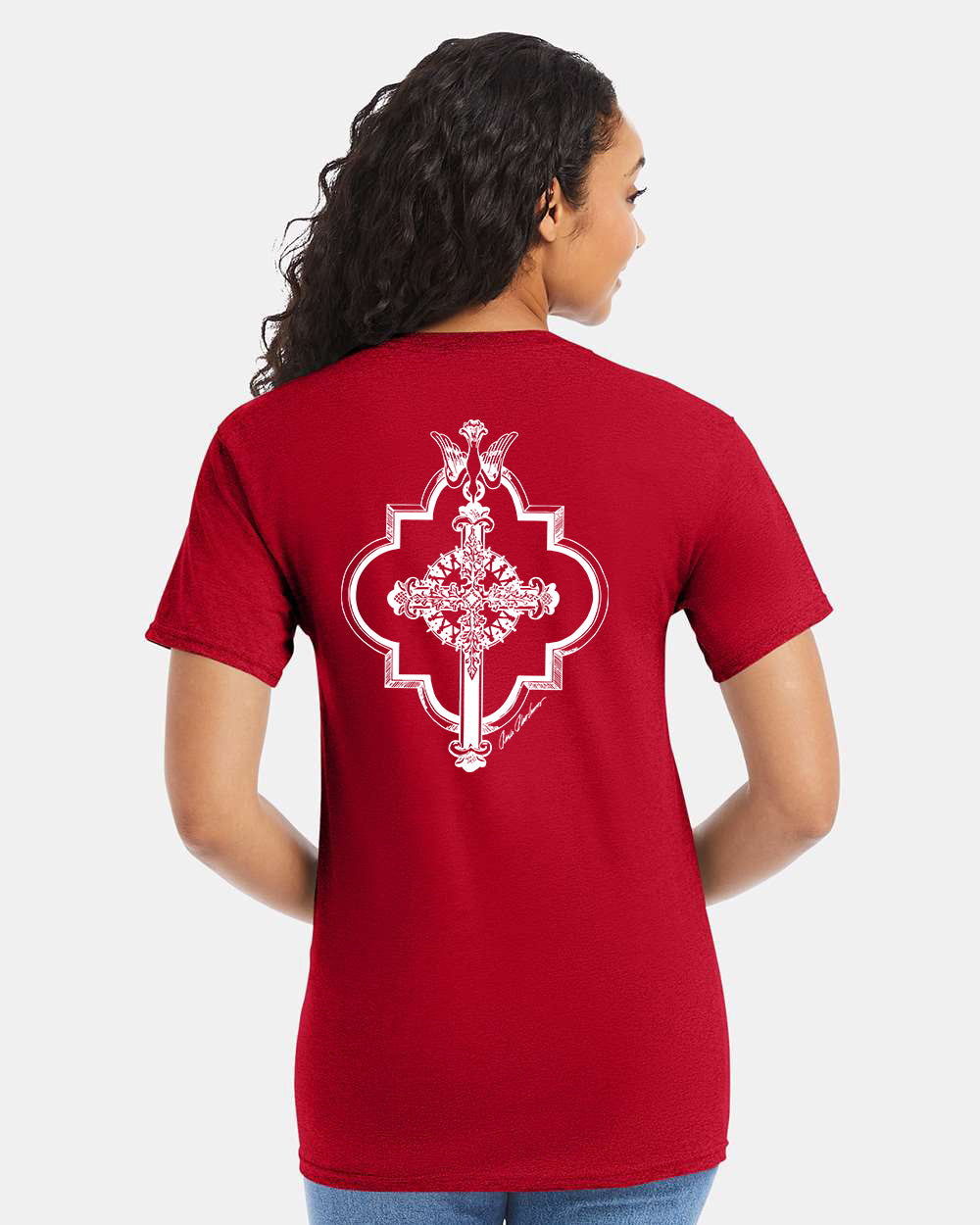 East Heights UMC - Paula Amos Cross - Hanes Unisex Essential-T T-Shirt - 5280