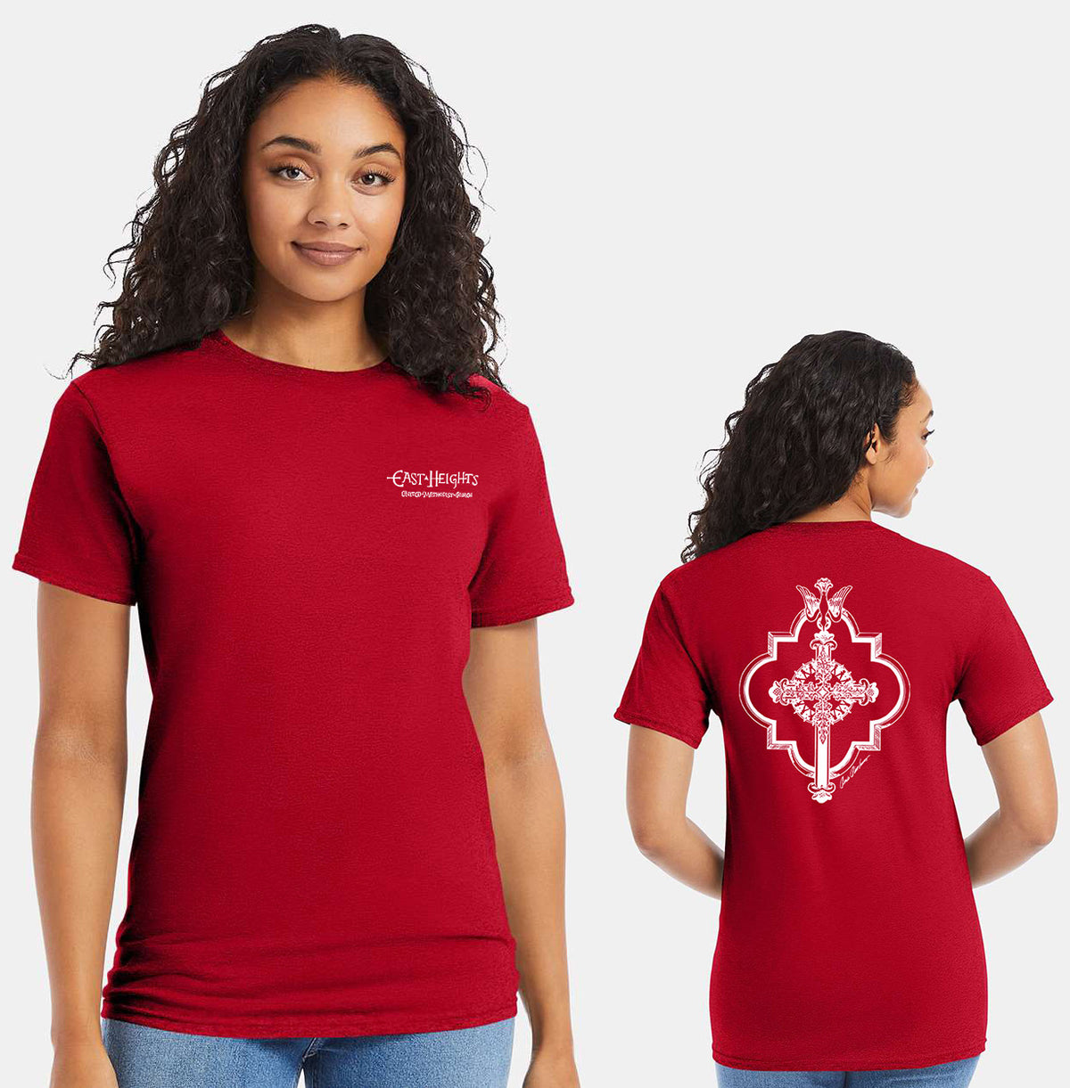East Heights UMC - Paula Amos Cross - Hanes Unisex Essential-T T-Shirt - 5280