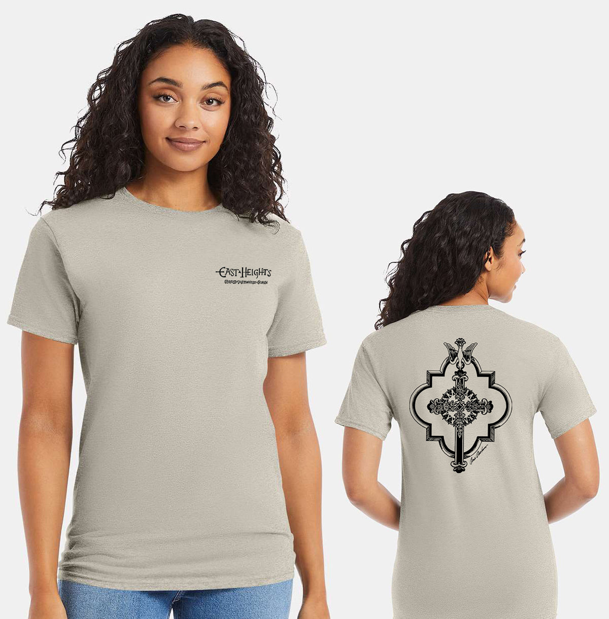 East Heights UMC - Paula Amos Cross - Hanes Unisex Essential-T T-Shirt - 5280