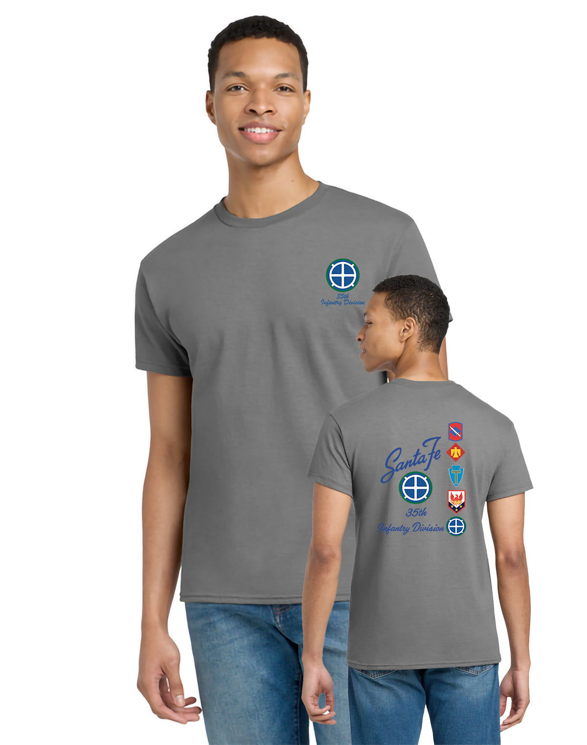 35th Infantry Division - Gildan Adult Ultra Cotton T-Shirt - G200 (Front and Back)