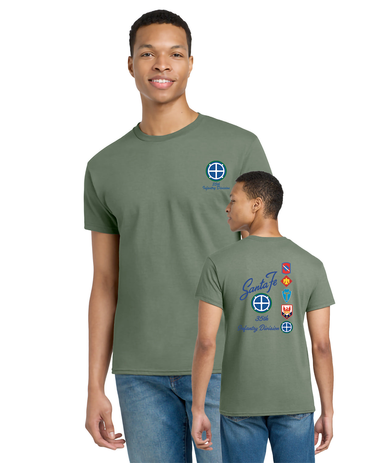 35th Infantry Division - Gildan Adult Ultra Cotton T-Shirt - G200 (Front and Back)