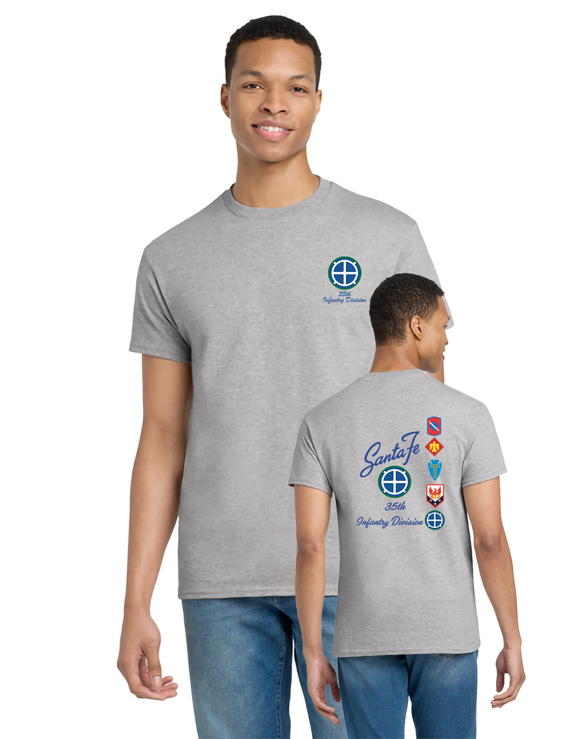 35th Infantry Division - Gildan Adult Ultra Cotton T-Shirt - G200 (Front and Back)