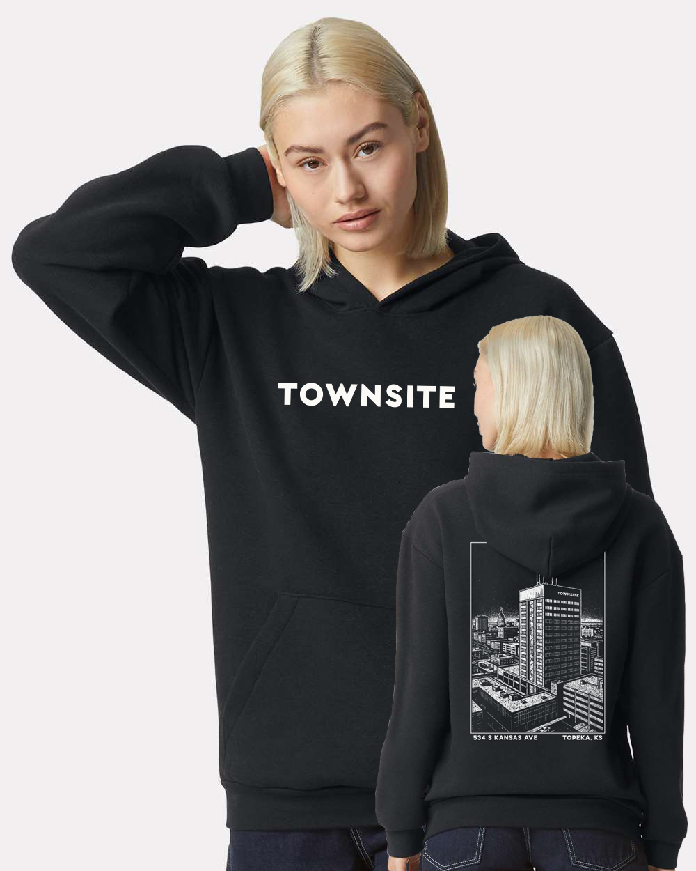 K1 Realty - American Apparel Unisex ReFlex Fleece Hoodie Sweatshirt - RF498 - Townsite w/ Capitol
