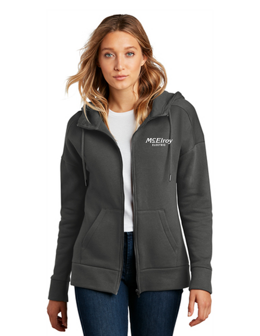 McElroy Electric - District Women’s Perfect Weight Fleece Drop Shoulder Full-Zip Hoodie - DT1104