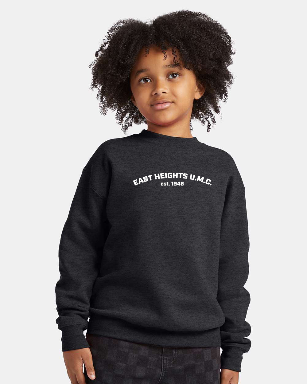 East Heights UMC - EHUMC, Est. - Hanes Youth EcoSmart Crewneck Sweatshirt - P360