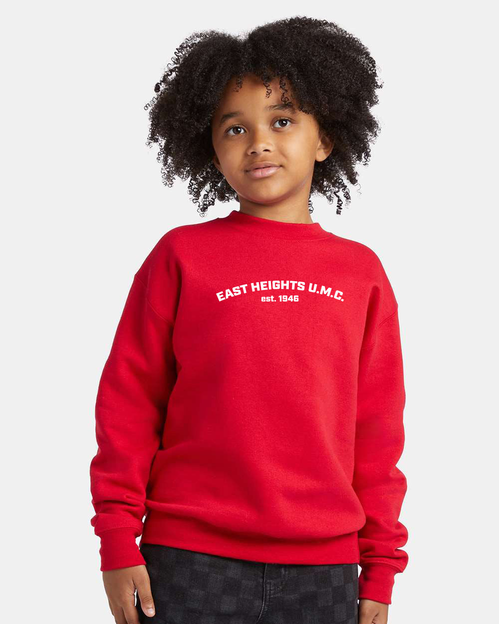 East Heights UMC - EHUMC, Est. - Hanes Youth EcoSmart Crewneck Sweatshirt - P360