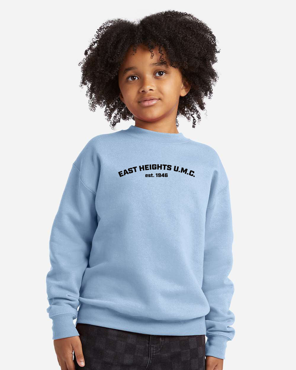 East Heights UMC - EHUMC, Est. - Hanes Youth EcoSmart Crewneck Sweatshirt - P360