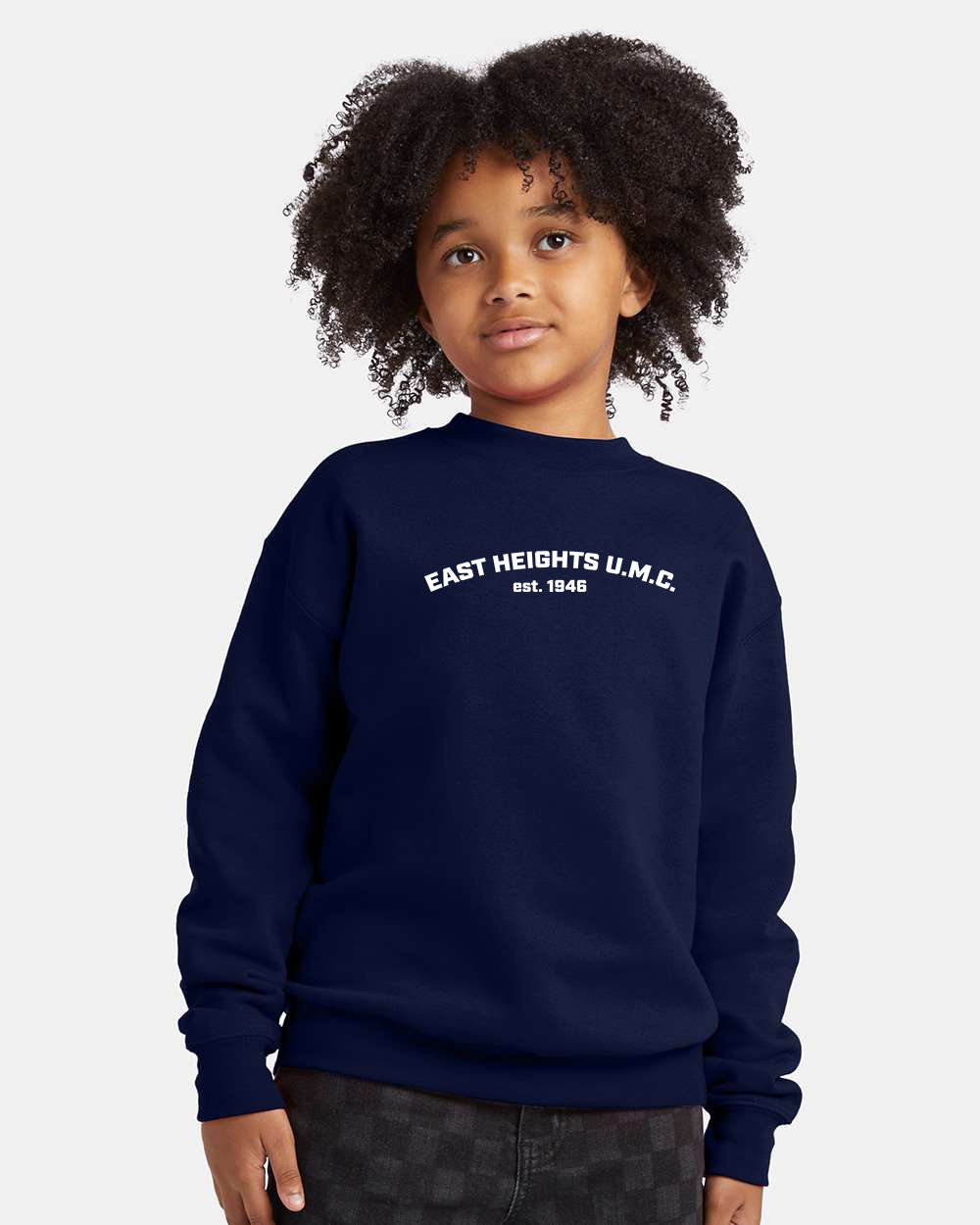 East Heights UMC - EHUMC, Est. - Hanes Youth EcoSmart Crewneck Sweatshirt - P360