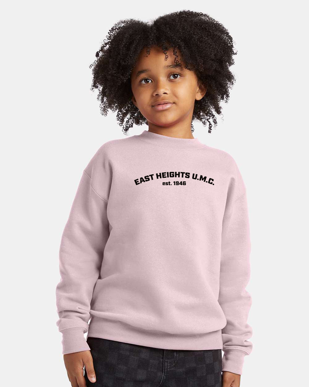 East Heights UMC - EHUMC, Est. - Hanes Youth EcoSmart Crewneck Sweatshirt - P360