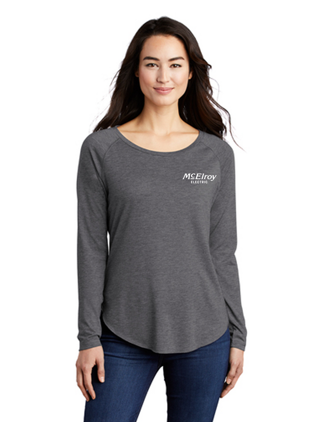 McElroy Electric - Ladies PosiCharge Long Sleeve Tri-Blend Wicking Scoop Neck Raglan Tee - LST400LS