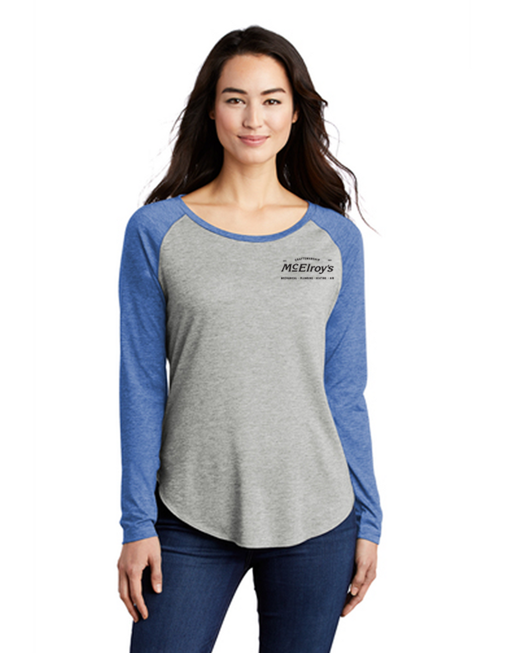 McElroy's, Inc. - Ladies PosiCharge Long Sleeve Tri-Blend Wicking Scoop Neck Raglan Tee - LST400LS