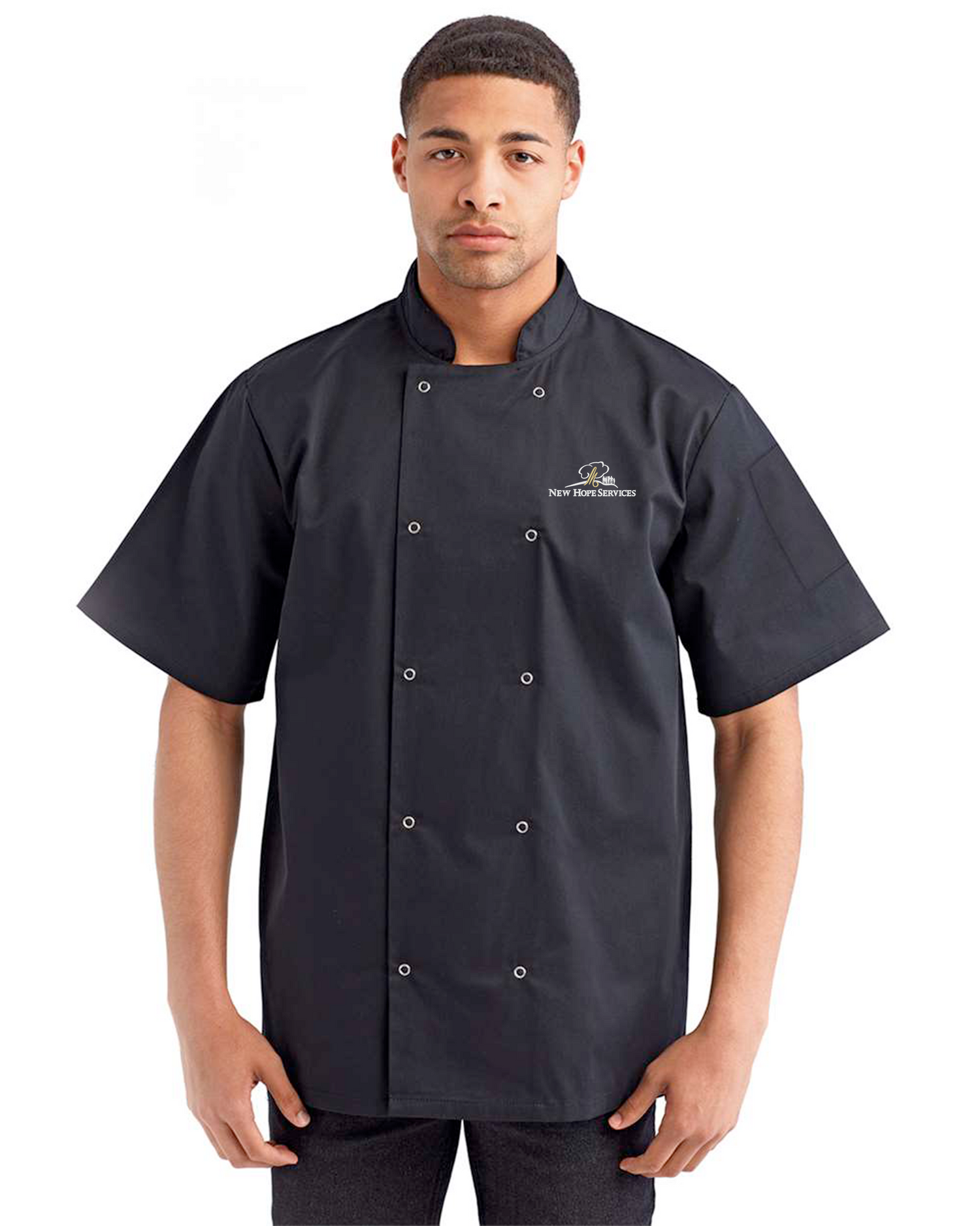 Medicalodges - Artisan Collection by Reprime Unisex Ten Studded Front Short Sleeve Chef Coat - RP664