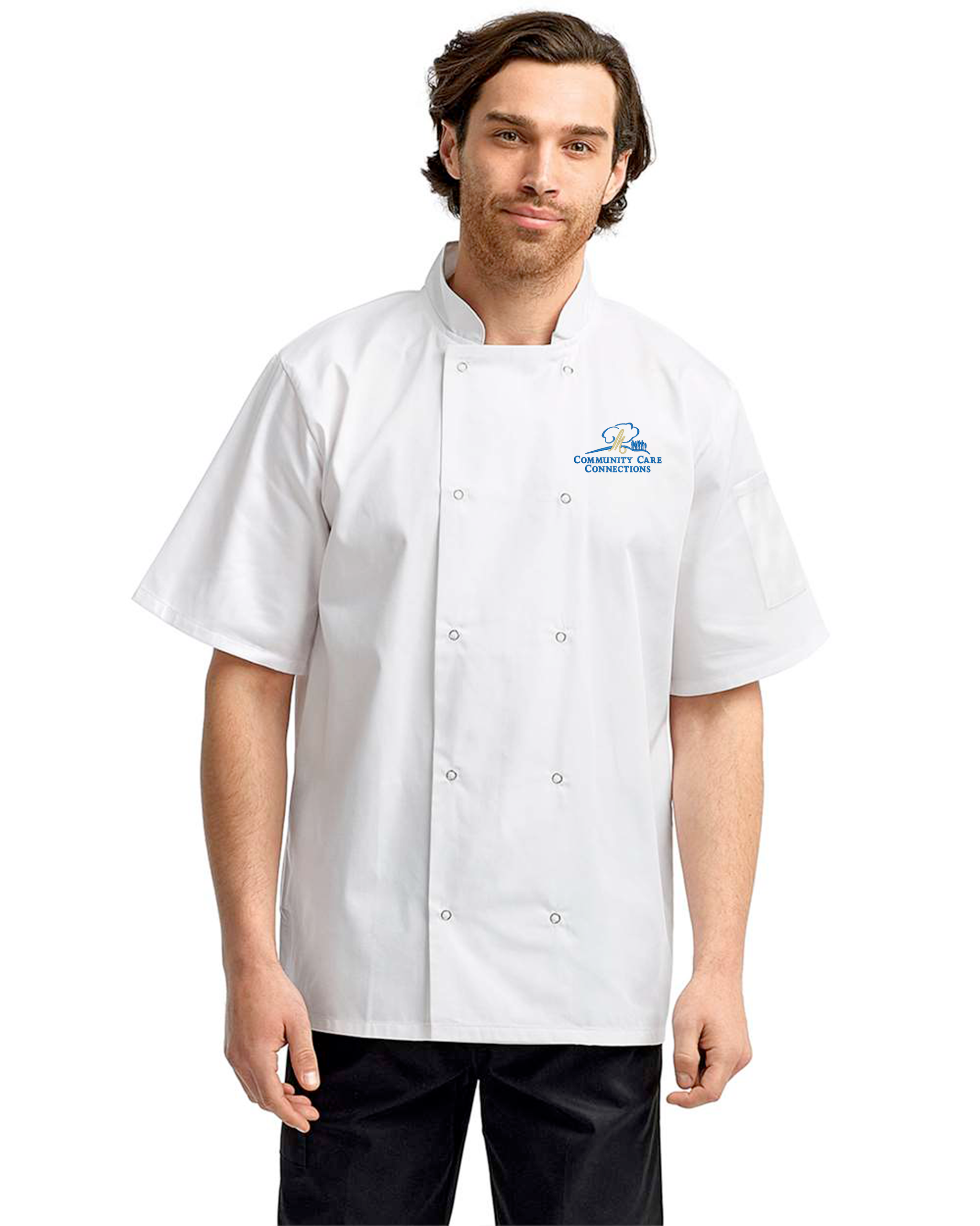 Medicalodges - Artisan Collection by Reprime Unisex Ten Studded Front Short Sleeve Chef Coat - RP664
