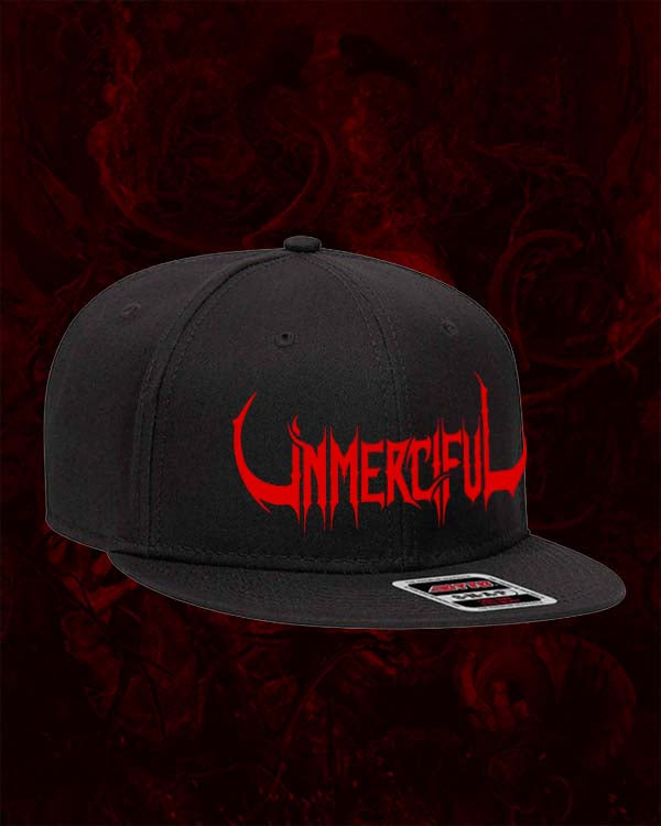 Unmerciful - Red Logo - Snap Back Flat Bill Hat