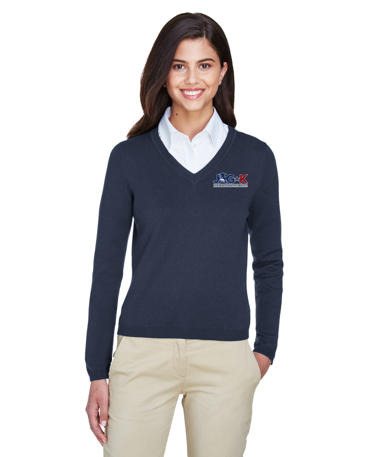JAG-K - Devon & Jones Ladies' V-Neck Sweater - D475W