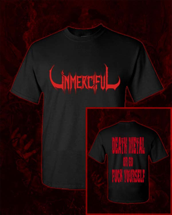 Unmerciful - Red Logo Short Sleeve T-Shirt - DMOGFY